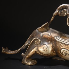 旧藏 老铜胎神兽摆件