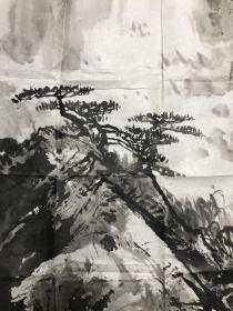 三位著名画家、中美协会员 冯广溥、周曦、侯友墨 1983年合作国画《云山》，纸本软片，130*67cm