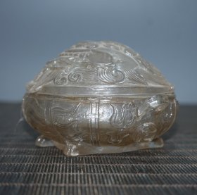 旧藏琉璃镂空香炉，长11cm，宽9cm，高6cm，重284g，