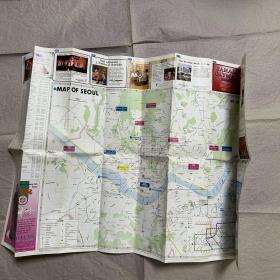 【老地图】原版旅游图：韩国首尔交通旅游图（2开，1998年）