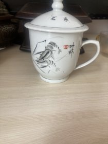 景德镇567手绘墨彩对虾茶杯