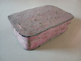 老手工纸糊针线盒子 有小破损品差30×20×10