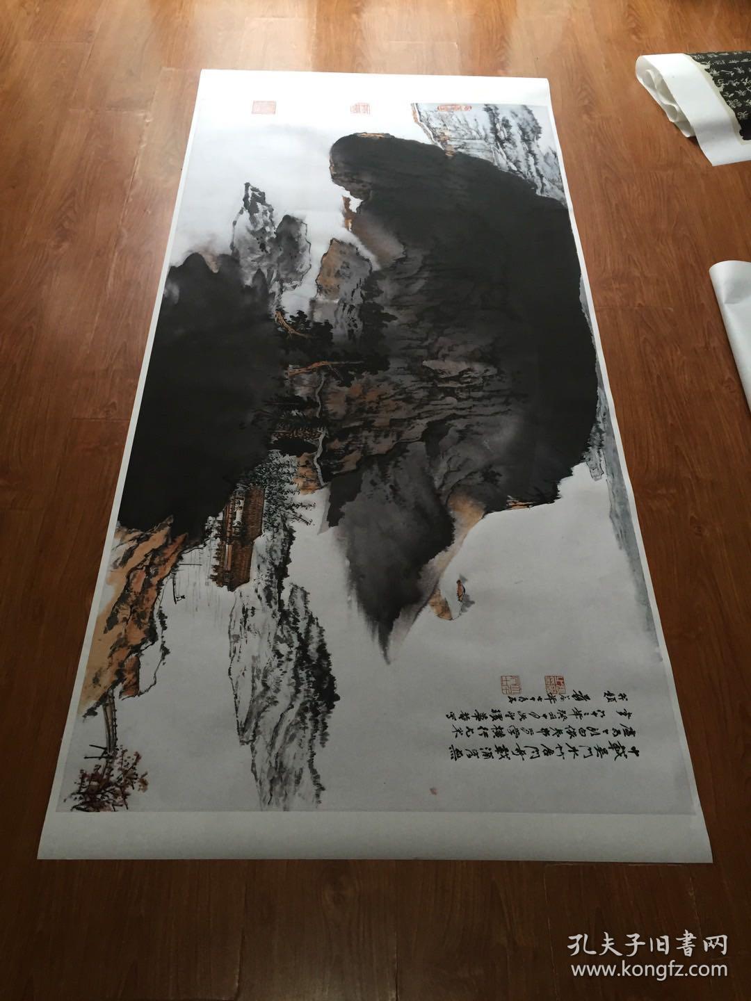 张大千 水竹居图。纸本大小89.19*179.56厘米。宣纸原色微喷印制，