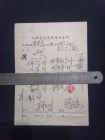 81年 江都县沙洼果园卫生所处方笺