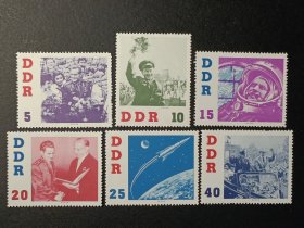 德国邮票东德，1961年苏联宇航员季托夫访德邮票6全
