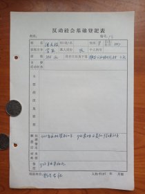 永康县 反动分子登记表（富农）