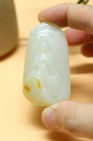 和田独籽——普贤菩萨 规格64×35×17mm 63.5g 岁华空冉冉，心曲且悠悠，和田玉，新疆发货，发货前，根据要求拍照确认，