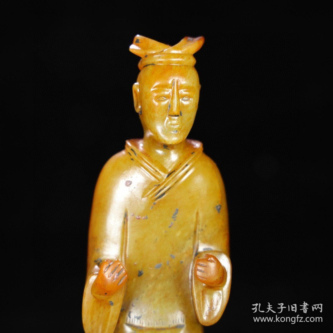 旧藏 和田玉人，玉质细腻油润，包浆老道 尺寸 长 5.2厘米，宽 3.8厘米，高 19厘米，重 469克！