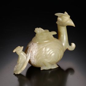 汉 高古玉凤鸟玉尊