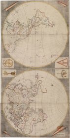 古地图 增补地球全图1803年。德岛大学藏。纸本大小99.33*194.94厘米。宣纸艺术微喷复制