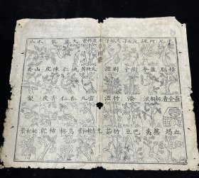 明或清早期 古籍残页，古籍散页 ，标本 本刻本 古籍残页本草图像 木刻版画 插图 古籍残页，尺寸约34x29cm