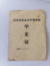 1979年山西省阳泉市中等学校毕业证