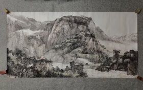 佚名精品山水 四尺整张 原稿手绘真迹 名家手笔 画心软片尺寸69*137厘米