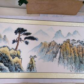 纯手绘迎客松山水画风景画卷轴国画