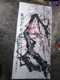 著名画家、南京艺术学院 江小竽教授《梅香五岳春满九洲》梅花精品盛开画【102cm * 49cm】保真