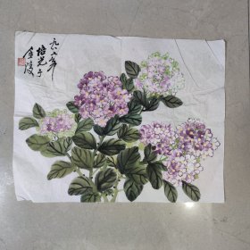 M 095 江苏南京著名书画家 陈培光 花卉图条幅