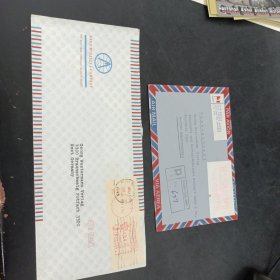 加拿大、美国寄德国实寄电子票封2枚，少见邮品，本店邮品满25元包邮。本店还在孔网开“韶州邮社”