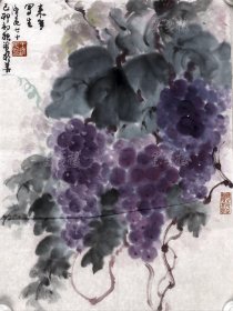 《幼儿画报》创办者王济民 水墨画“多子多福图”一幅（纸本软片，画芯约1.4平尺，钤印：王济民印、兴之所至 自得其乐