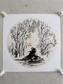 林泉书画作品 水墨画（卡纸）