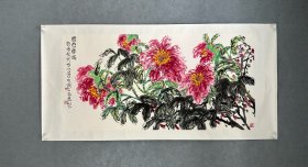 何水法、花卉画，镜片装裱