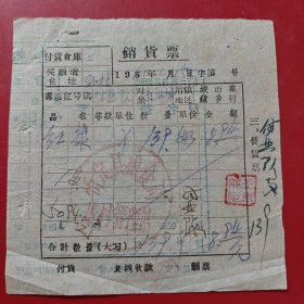 1961年1月25日，红粮，忻定县（忻州市）粮食局董村管理站（73-6，生日票据，食堂饭店类）