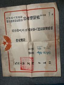 任命通知书-1953年天津市人民政府