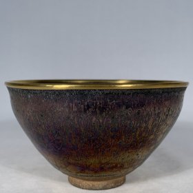 宋建窑包口曜变七彩油滴盏，高7直径12.5cm