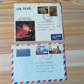 巴布亚新几内亚贴珊瑚邮票实寄封等2个封