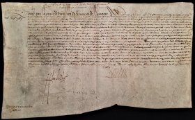 路易十三国王亲笔签名 羊皮纸文件
参考内容：委任查理二世·德·富耶乌斯吉索尔总督、弗拉瓦库尔勋爵。文件签署时间1619年1月19日。

路易·波蒂埃男爵会签，此人为亨利三世、亨利四世和路易十三统治时期的国务大臣。

规格：42*26.5厘米

整体品相较好 正常保存的折痕和岁月痕迹

顺丰包邮 拍前请详询