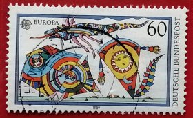 联邦德国邮票 西德 1989年 欧罗巴 儿童游戏 风筝 2-1 信销