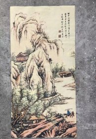 唐伯虎山水画刺绣织锦画【6】