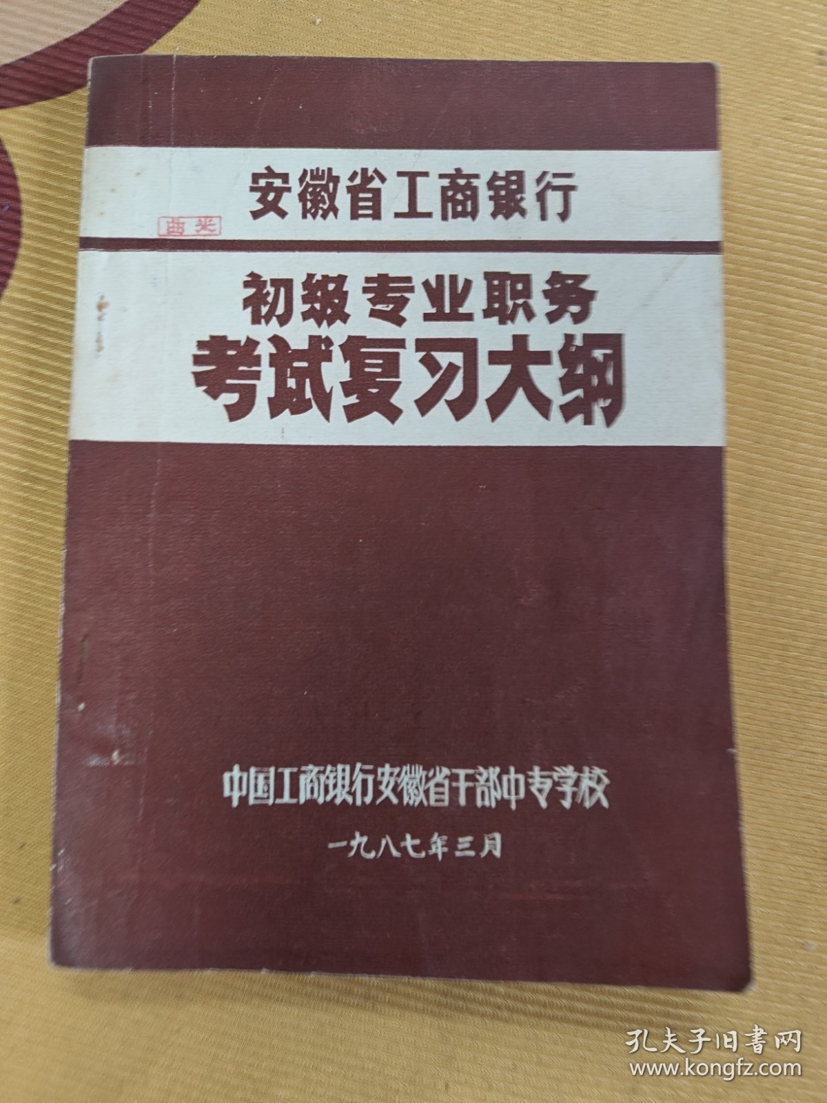 安徽省工商银行初级专业职务考试复习大纲