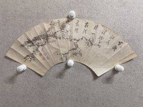 清晚期老扇面，品相超好，名头自查。尺寸50X16.8