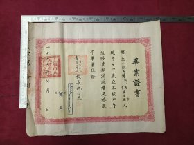 1950年，上海市私立青荣小学毕业证书，尺寸品相如图，150包邮。