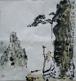 书画名家笔墨真迹，著名禅意书画家贾双林山水作品:踏穿世路觉山平