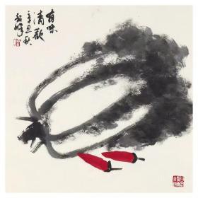 保真书画，周韶峰精致国画小品《有味清欢》，44×44cm，软片，展览作品。周韶峰，湘潭市中国画艺委会副主任，湘乡市美协副主席，中国国家画院邢少臣工作室助教，湖南工程学院客座教授，当代大写意花鸟画优秀画家。