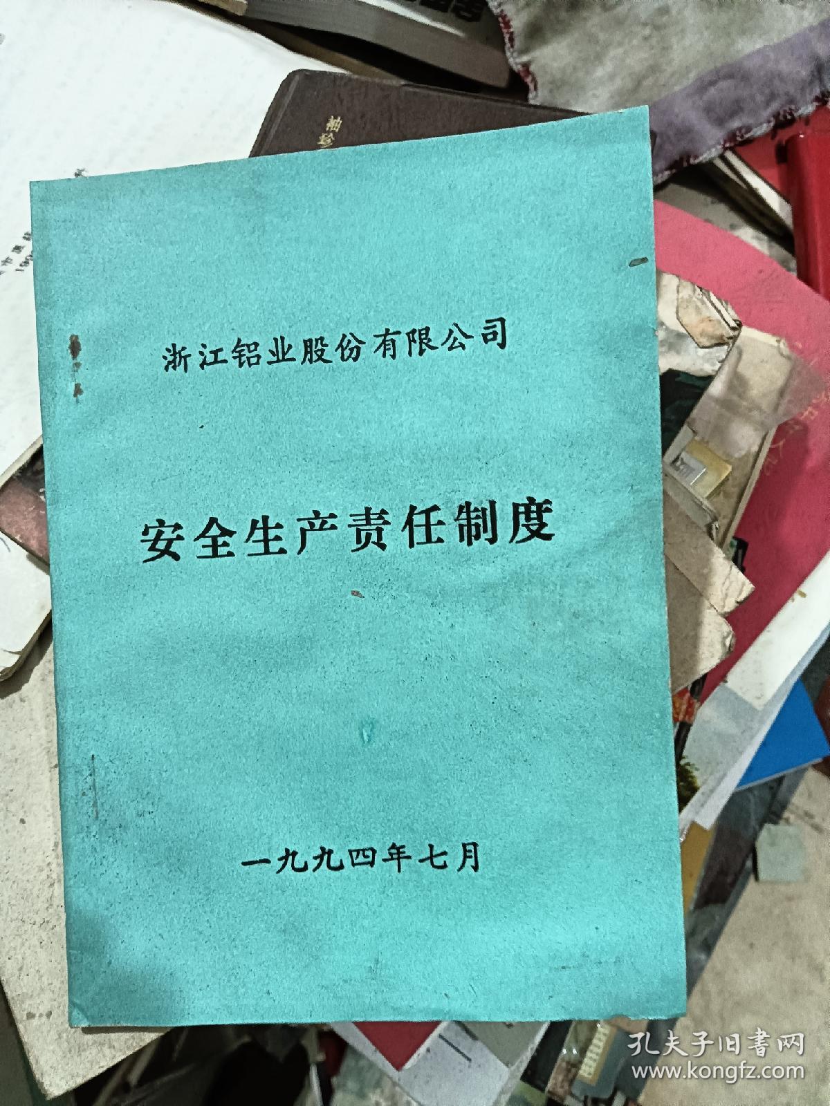 浙江铝业股份有限公司安全生产责任制度 1994年