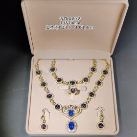 旧藏蓝星光宝石配彩钻首饰一套。