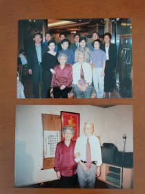 王希伯（1921-2014，程派有影响力的名票之一，与童芷苓、包幼蝶等名角合作演出，上海“程迷之家”发起人）签赠著名红色特工徐淡庐照片2张，照片背景书法即为“上海程砚秋基金会”祝寿所赠。存放位置2-2-1