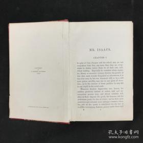 1882年   克劳福德《艾萨克斯先生》 3/4真皮加石纹纸精装  书脊烫金压花
Mr. Isaacs: A Tale of Modern India