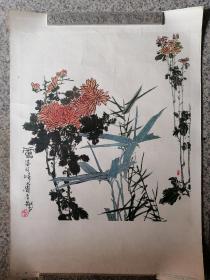 竹菊，中国画，潘天寿1978