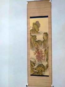 【日本回流】原装旧裱 佚名国画作品《山水》一幅，（纸本立轴，尺寸：127*41，款识：永春）