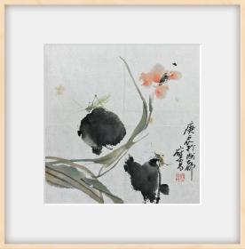 四川已故著名花鸟画家邱应昌《紫萱》精品（永久保真）