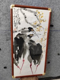 【实木画框（进口印尼白木）带框发货，得自画家本人，永久保真！】山西名家，山西省美协会员，闻喜县美协主席李王伟先生，大写意梅花鹤，李王伟，斋号：晋风堂，1965年生，山西闻喜人，现为：中国书画家协会会员，山西省美协会员，闻喜县美协主席，赵梅生美术馆画师，作品先后在中国美术馆，山西美术馆等地展出。