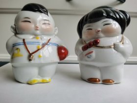 老的、瓷娃娃一对、全美品、