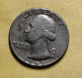 美国硬币 美元25分25美分 1965年
