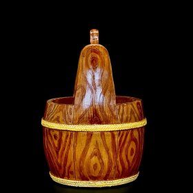 清乾隆仿生瓷木纹釉一桶天下;19x14厘米