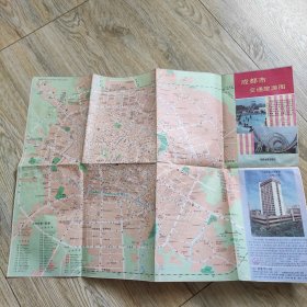 旧地图成都市交通旅游图1992年