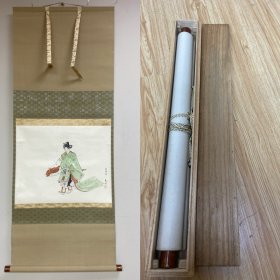 青海波，日本平安时代的宫廷雅乐舞蹈，允子画，卷轴桐木盒装