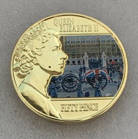 英属根西岛2014年50便士(对时代的反思 国葬)彩色克朗型纪念币